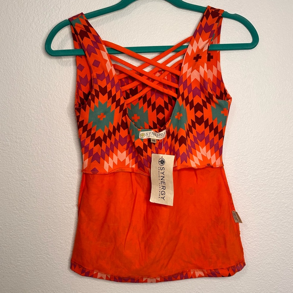 Synergy Organic Clothing Active Tank Built-in Support in Vibrant Orange - Picture 2 of 5